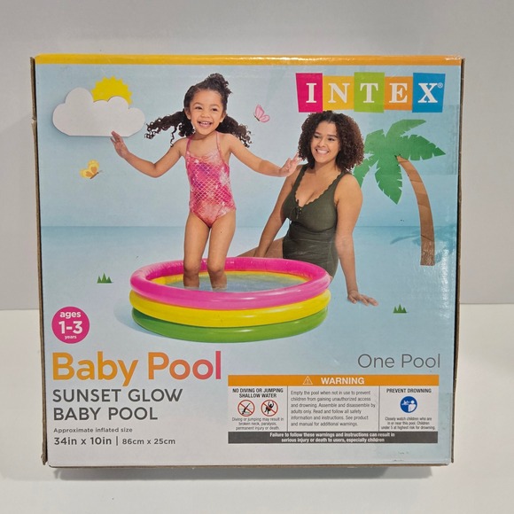 Intex Other - Intex Sunset Glow Baby Pool Inflatable Kids 1-3 Years 34 x 10in Pink Yellow